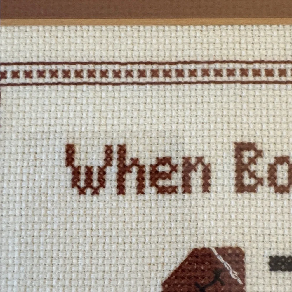 Adorable Framed Sports Quote Cross-Stitch Wall Art